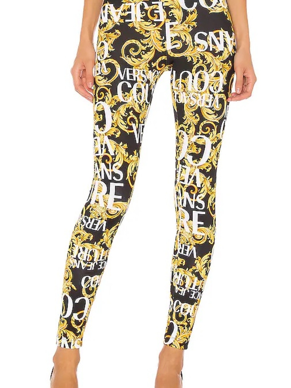 Versace JC Black & Gold Printed Slim Pants